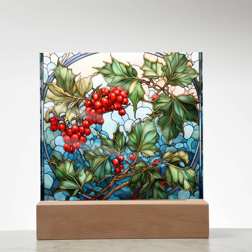 Christmas Stained Glass Design 032 - Square Acrylic Plaque