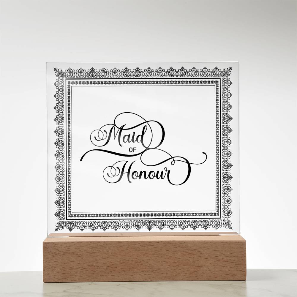 Maid of Honour (Black) - Square Acrylic Plaque