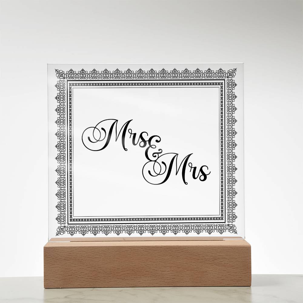 Mrs & Mrs (Black) - Square Acrylic Plaque