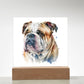 Bulldog (Watercolor) 04 - Square Acrylic Plaque