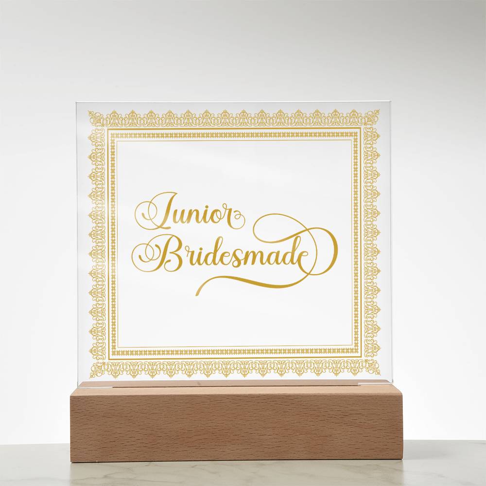 Junior Bridesmade (Gold) - Square Acrylic Plaque