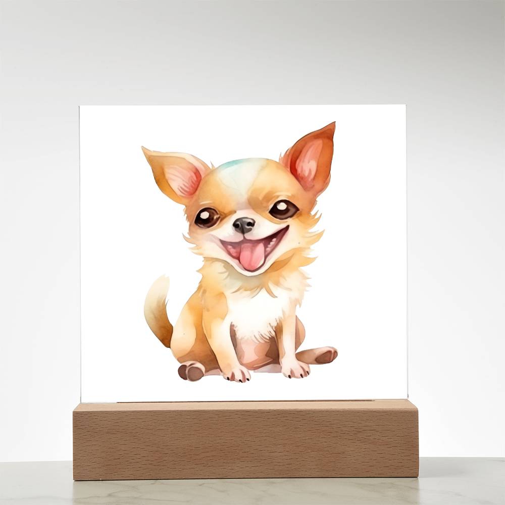 Chihuahua (Watercolor) 02 - Square Acrylic Plaque