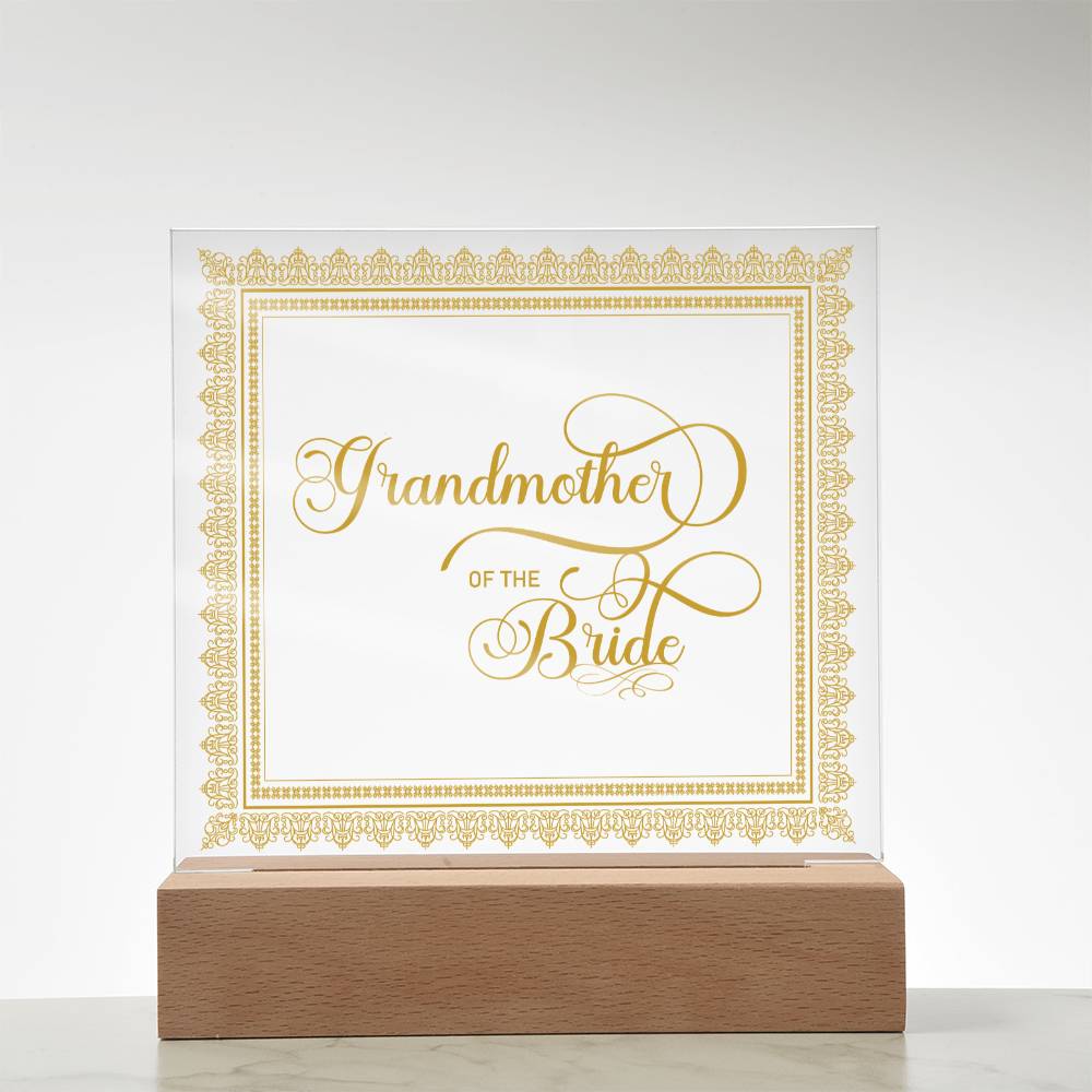 Grandmother of the Bride (Gold) - Square Acrylic Plaque