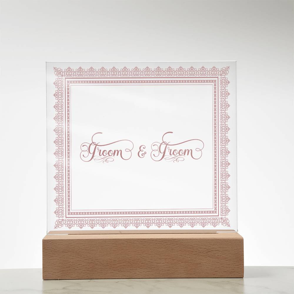 Groom & Groom (Rose) - Square Acrylic Plaque