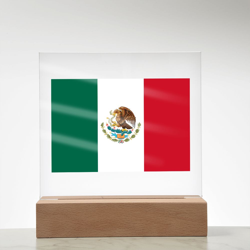 Mexican Flag - Square Acrylic Plaque
