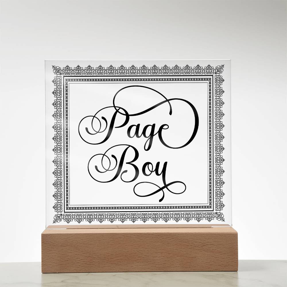 Page Boy (Black) - Square Acrylic Plaque