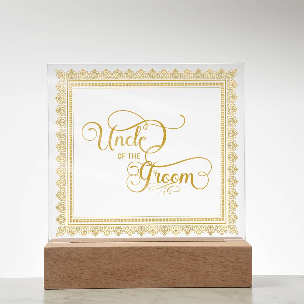 Uncle of the Groom (Gold) - Square Acrylic Plaque