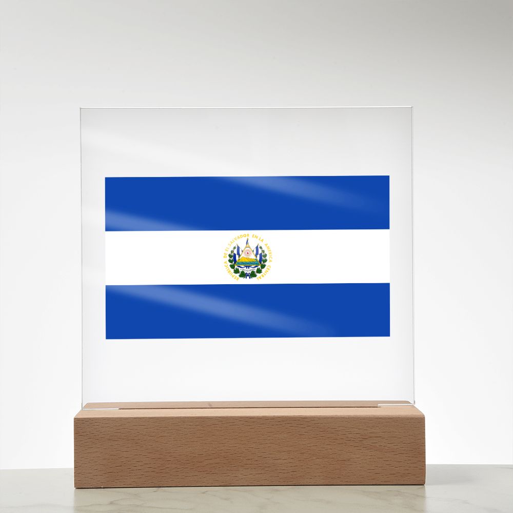 Salvadoran Flag - Square Acrylic Plaque