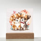 Cute Dogs In Love (Watercolor) 09 - Square Acrylic Plaque