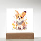 Corgi (Watercolor) 01 - Square Acrylic Plaque