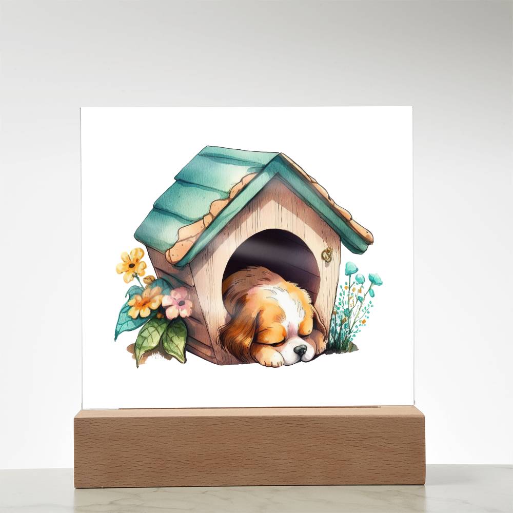 Dog Sleeping (Watercolor) 10 - Square Acrylic Plaque