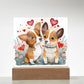 Cute Dogs In Love (Watercolor) 11 - Square Acrylic Plaque