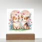 Cute Dogs In Love (Watercolor) 10 - Square Acrylic Plaque