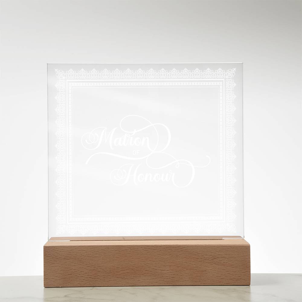 Matron of Honour (White) - Square Acrylic Plaque