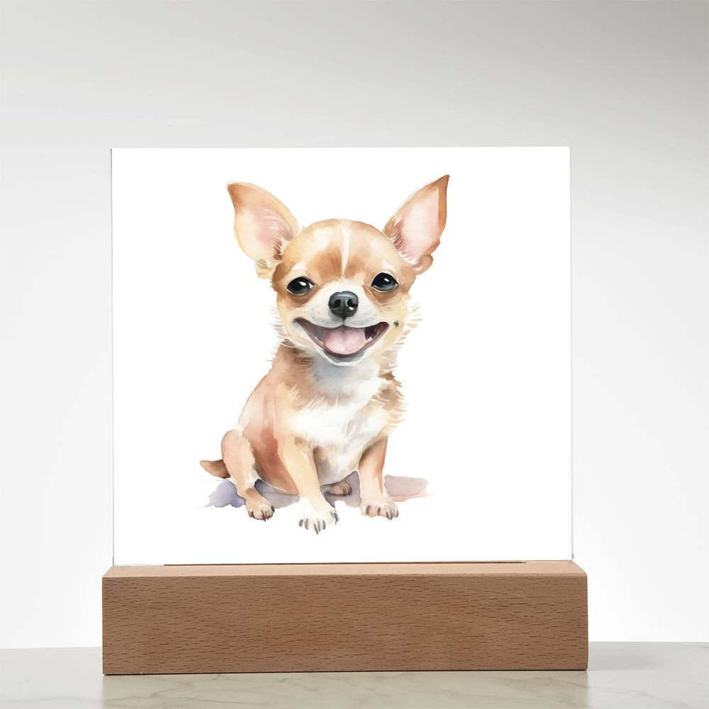 Chihuahua (Watercolor) 01 - Square Acrylic Plaque