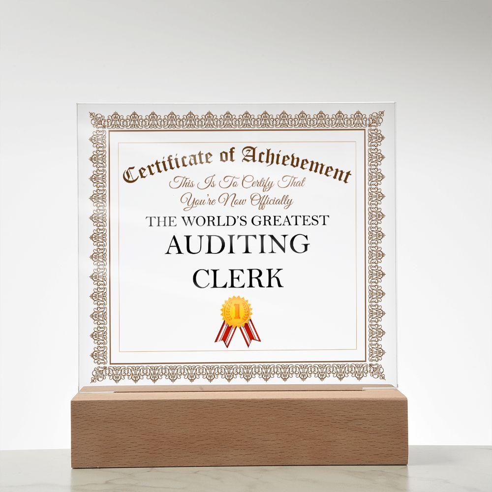 World's Greatest Auditing Clerk - Square Acrylic Plaque