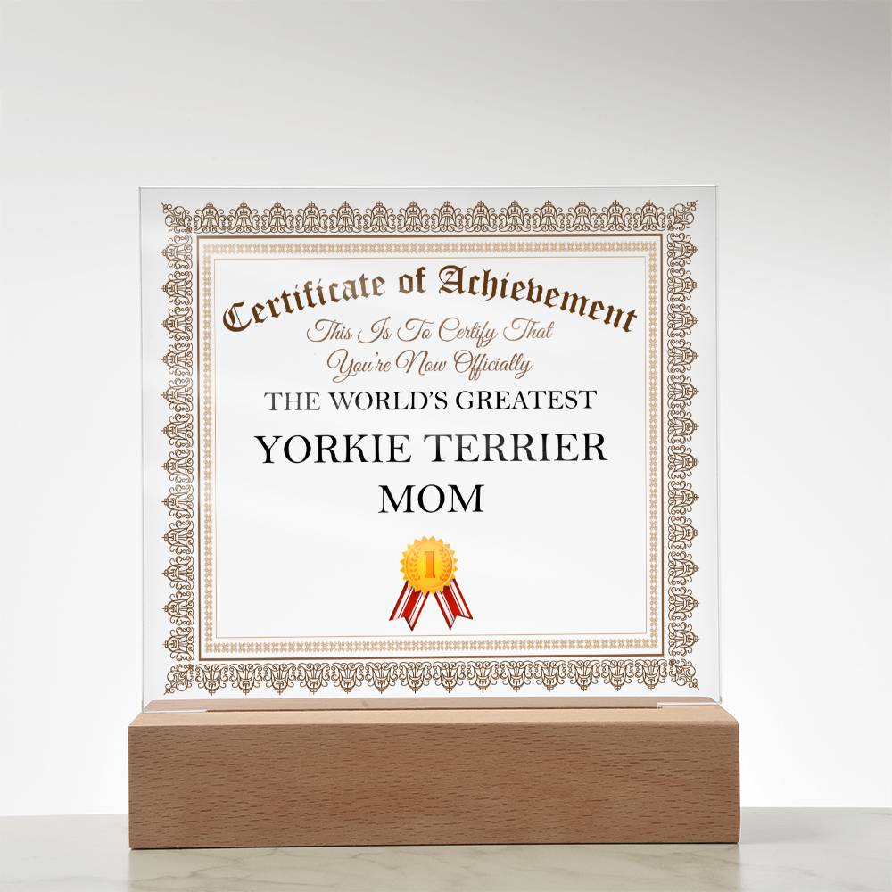 World's Greatest Yorkie Terrier Mom - Square Acrylic Plaque