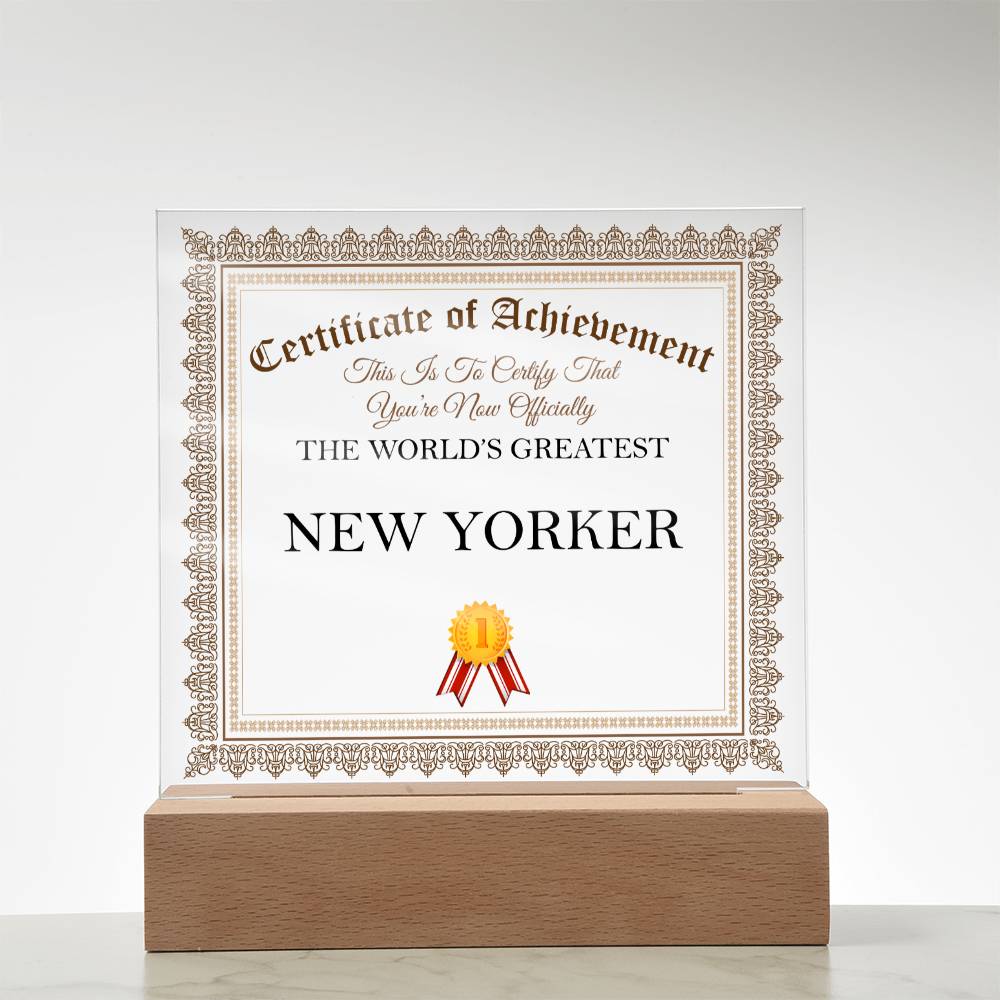 World's Greatest New Yorker - Square Acrylic Plaque