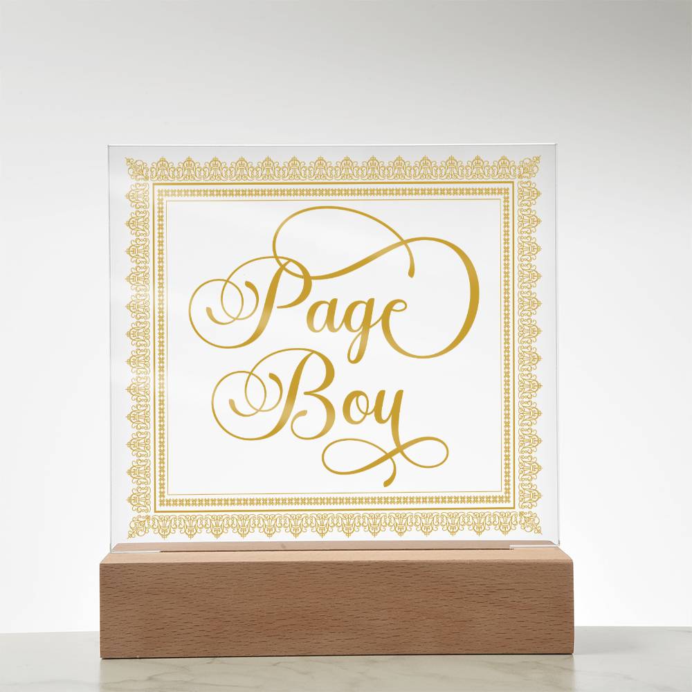 Page Boy (Gold) - Square Acrylic Plaque