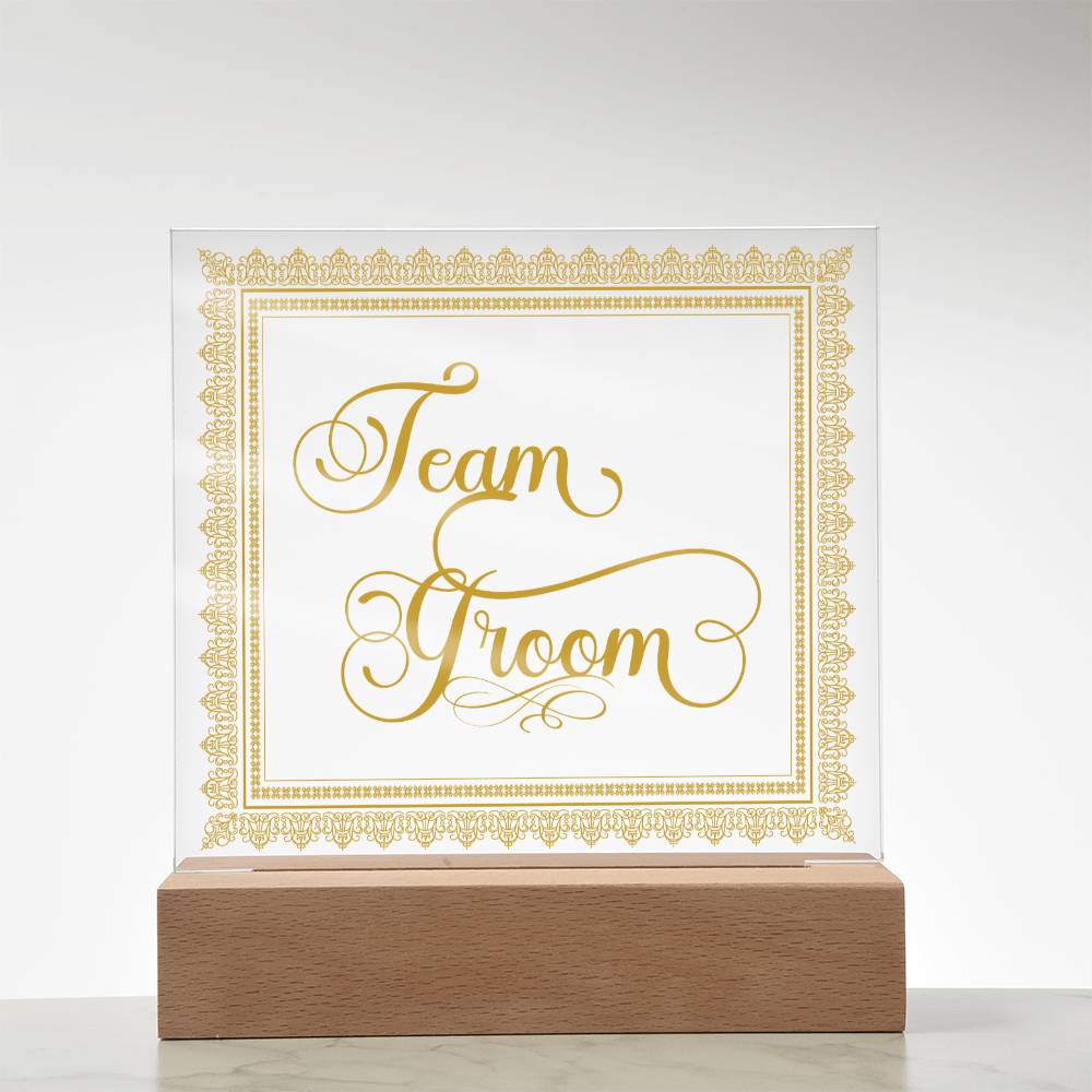 Team Groom (Gold) - Square Acrylic Plaque