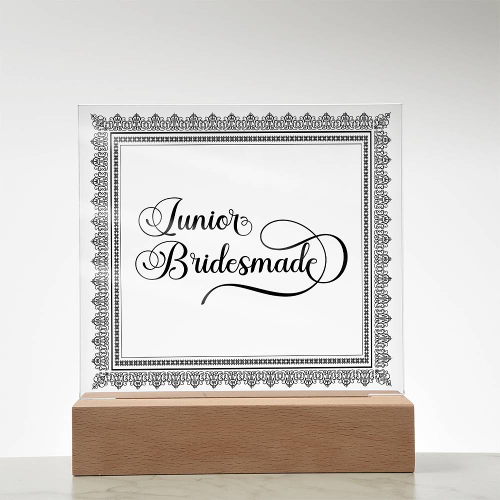 Junior Bridesmade (Black) - Square Acrylic Plaque