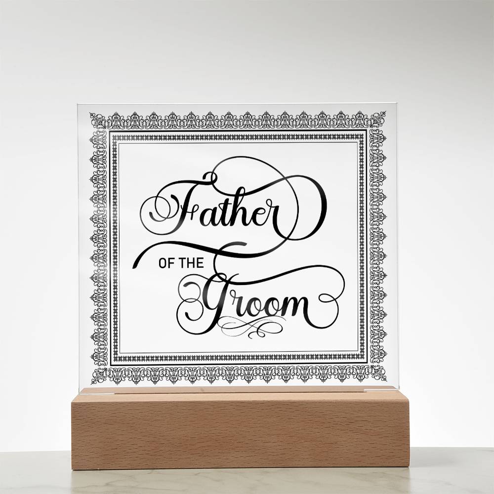 Father of the Groom (Black) - Square Acrylic Plaque