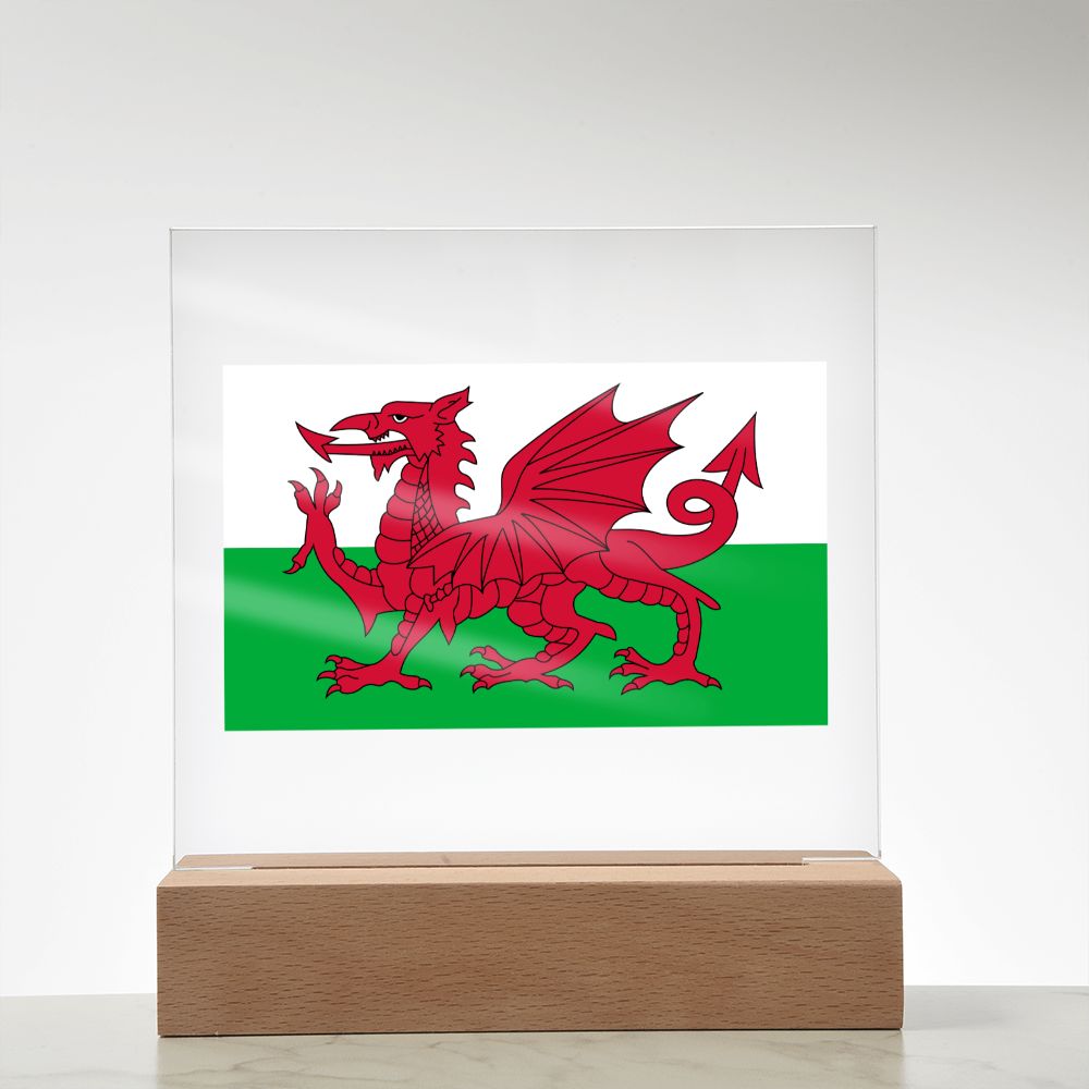 Welsh Flag - Square Acrylic Plaque