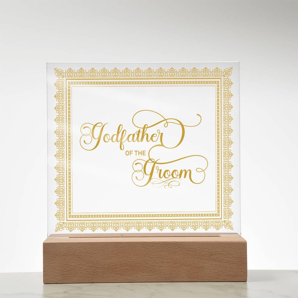Godfather of the Groom (Gold) - Square Acrylic Plaque