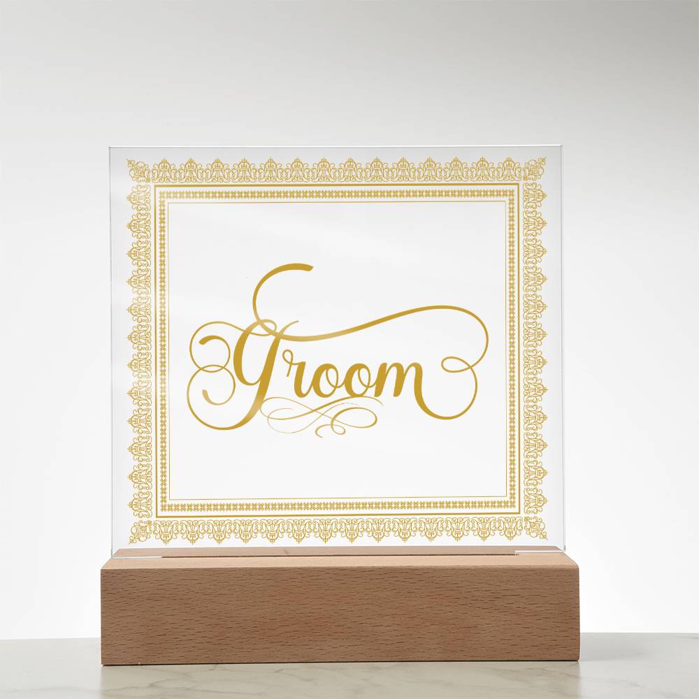Groom (Gold) - Square Acrylic Plaque
