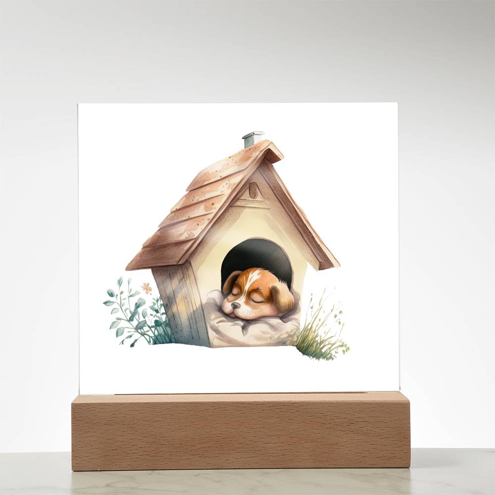 Dog Sleeping (Watercolor) 05 - Square Acrylic Plaque