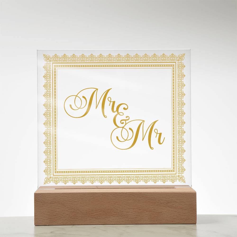 Mr & Mr (Gold) - Square Acrylic Plaque