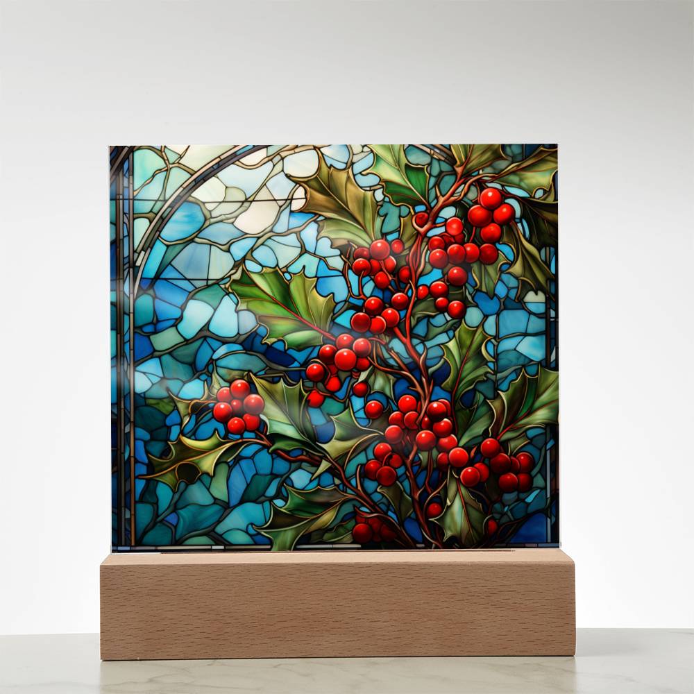 Christmas Stained Glass Design 033 - Square Acrylic Plaque