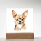 Chihuahua (Watercolor) 04 - Square Acrylic Plaque