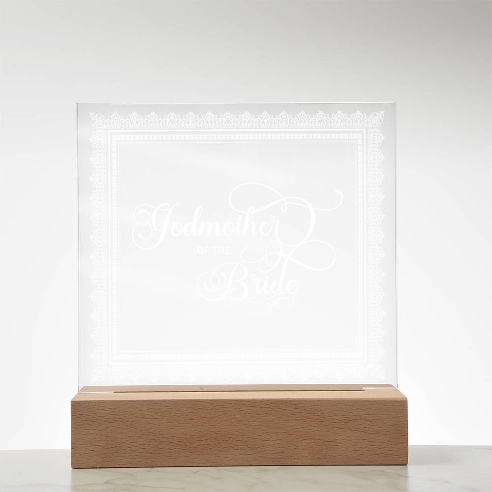 Godmother of the Bride (White) - Square Acrylic Plaque