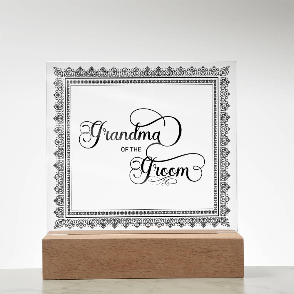 Grandma of the Groom (Black) - Square Acrylic Plaque