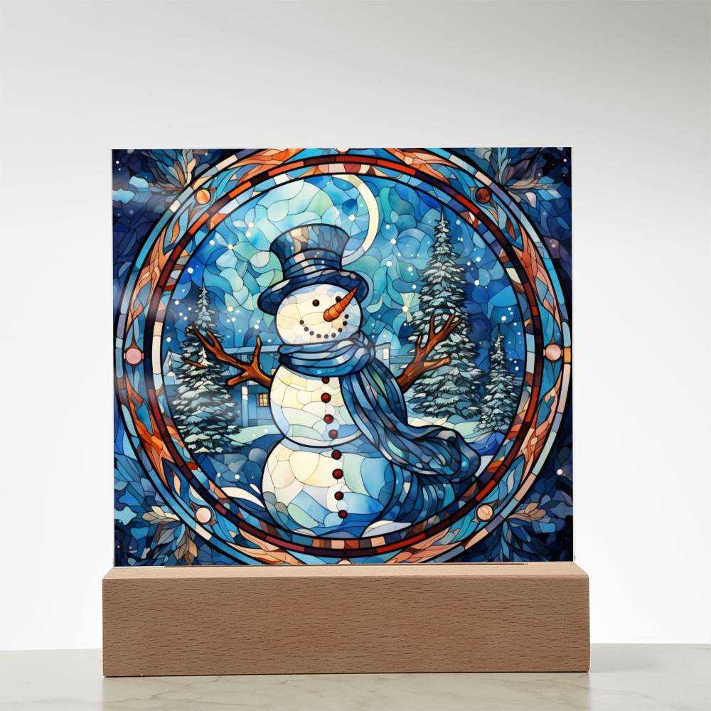 Christmas Stained Glass Design 002 - Square Acrylic Plaque