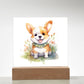Corgi (Watercolor) 05 - Square Acrylic Plaque