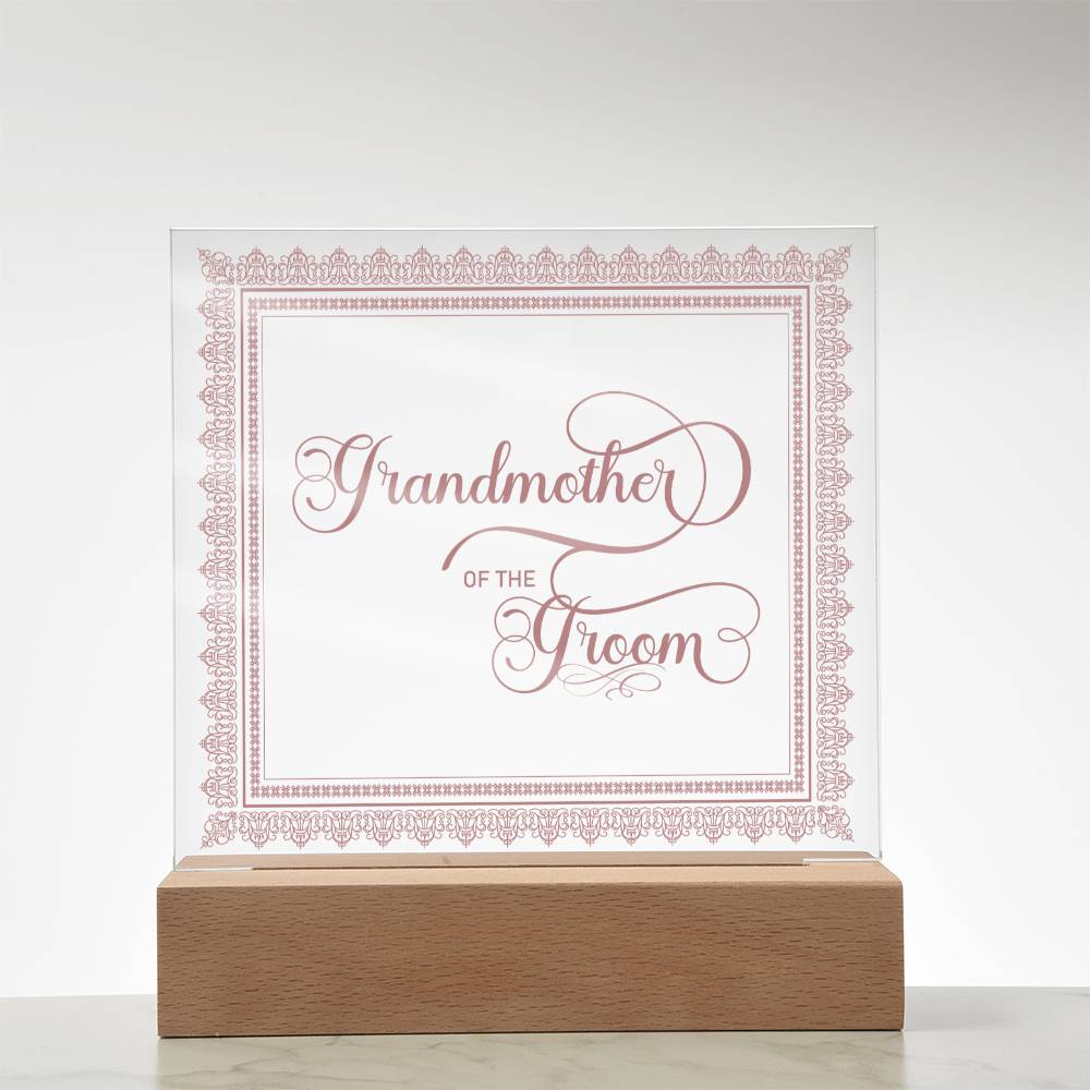 Grandmother of the Groom (Rose) - Square Acrylic Plaque