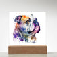 Bulldog (Watercolor) 03 - Square Acrylic Plaque