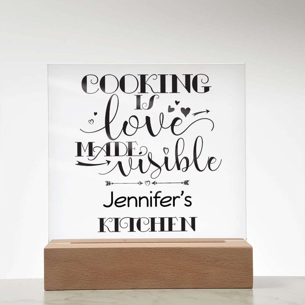 Jennifer's Kitchen - Cooking Is Love - Square Acrylic Plaque