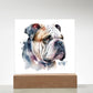 Bulldog (Watercolor) 01 - Square Acrylic Plaque
