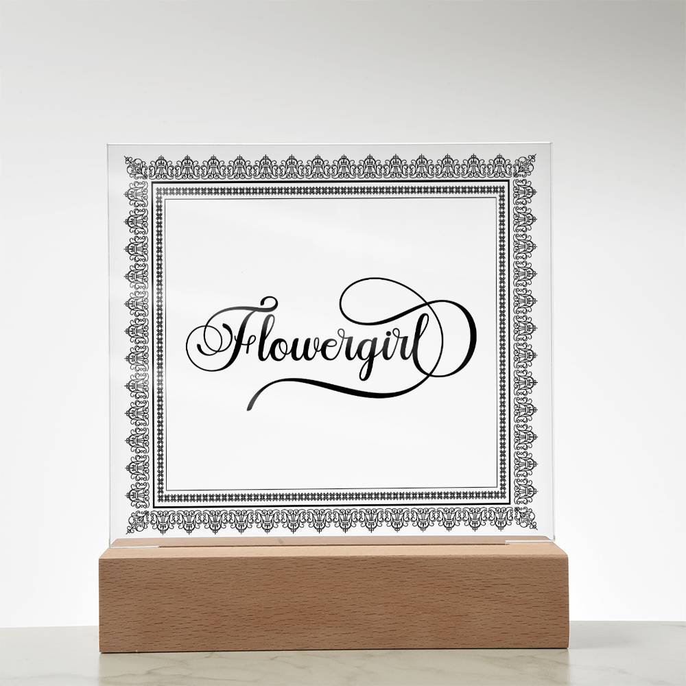 Flowergirl (Black) - Square Acrylic Plaque