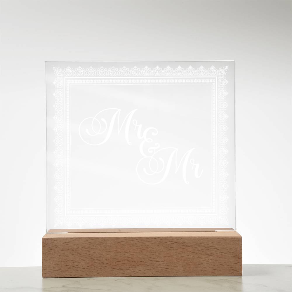 Mr & Mr (White) - Square Acrylic Plaque