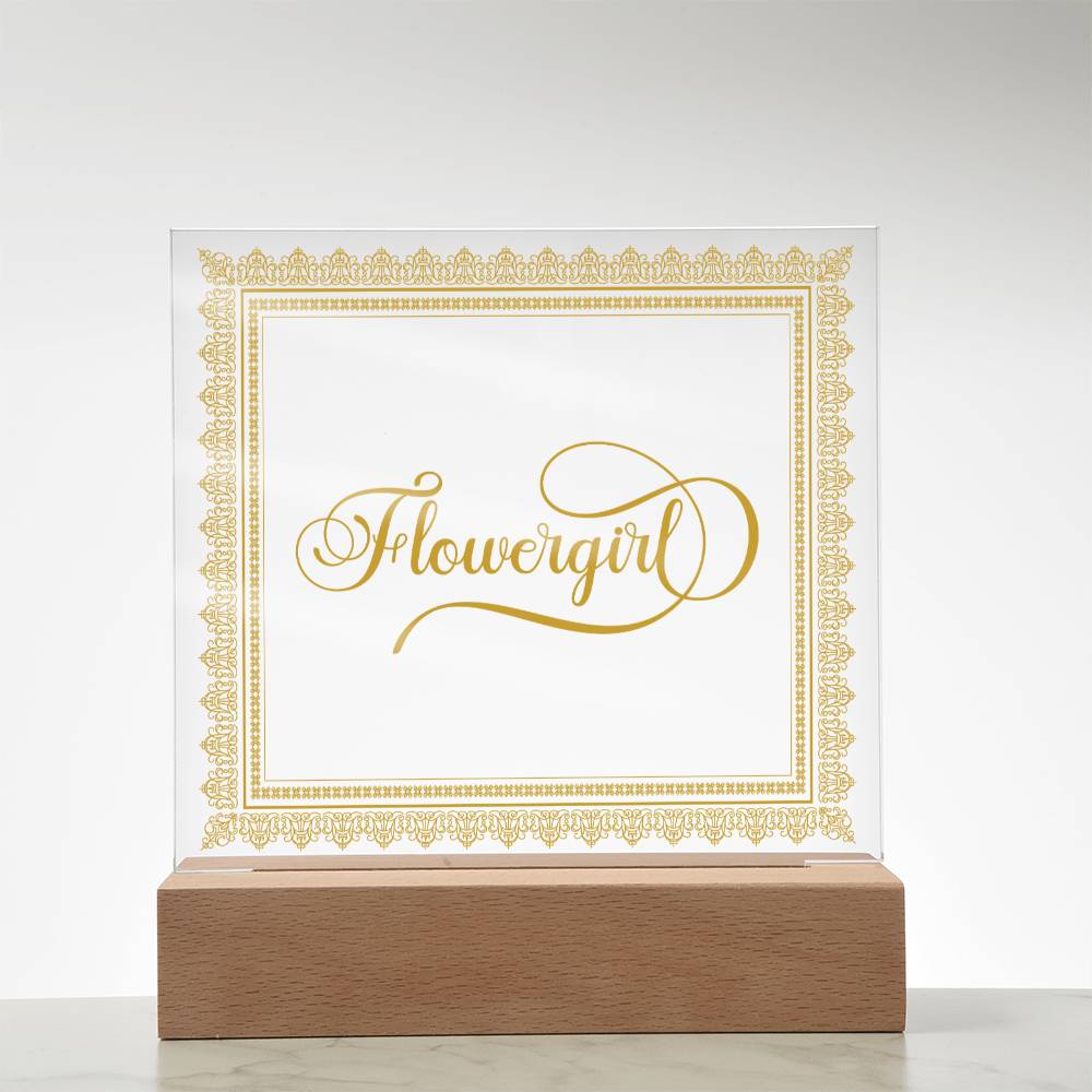 Flowergirl (Gold) - Square Acrylic Plaque