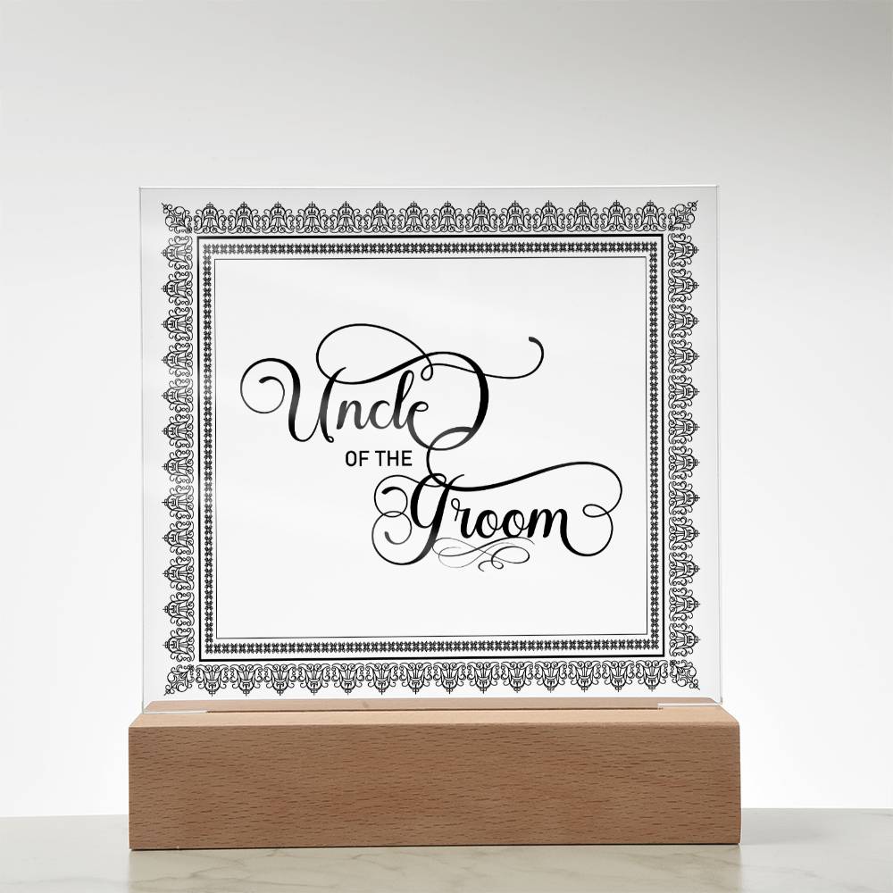 Uncle of the Groom (Black) - Square Acrylic Plaque