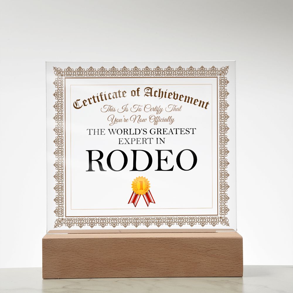 World's Greatest Expert In Rodeo - Square Acrylic Plaque