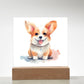 Corgi (Watercolor) 03 - Square Acrylic Plaque