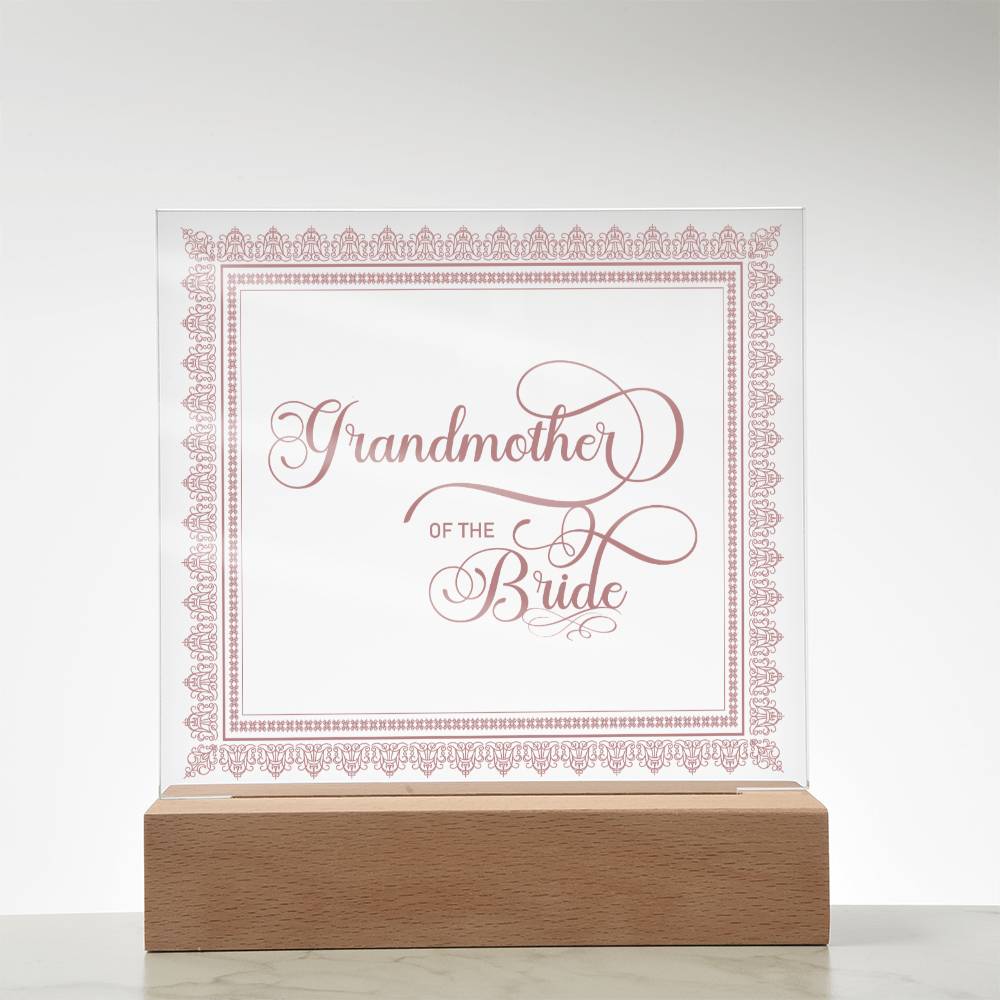Grandmother of the Bride (Rose) - Square Acrylic Plaque