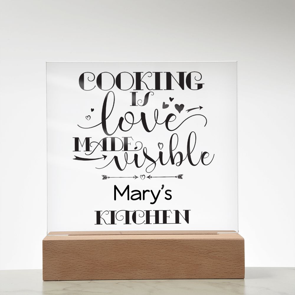 Mary's Kitchen - Cooking Is Love - Square Acrylic Plaque