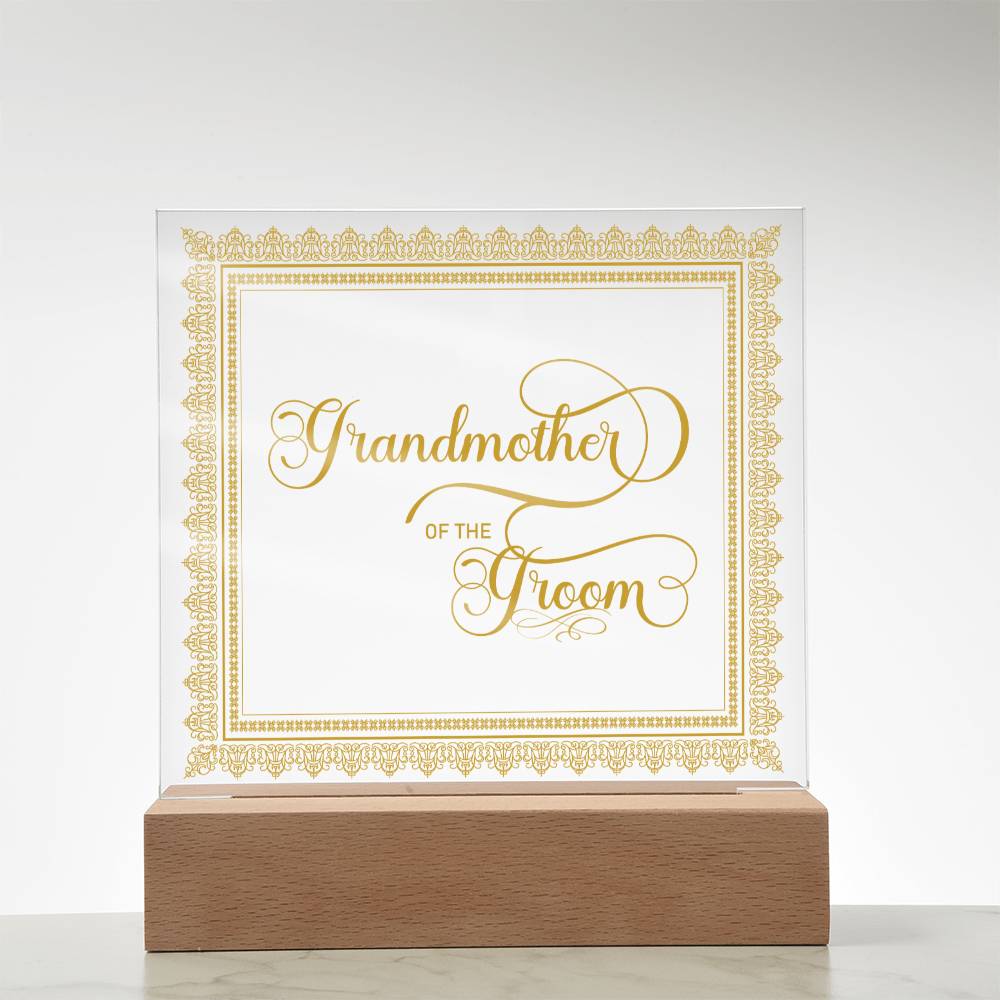 Grandmother of the Groom (Gold) - Square Acrylic Plaque